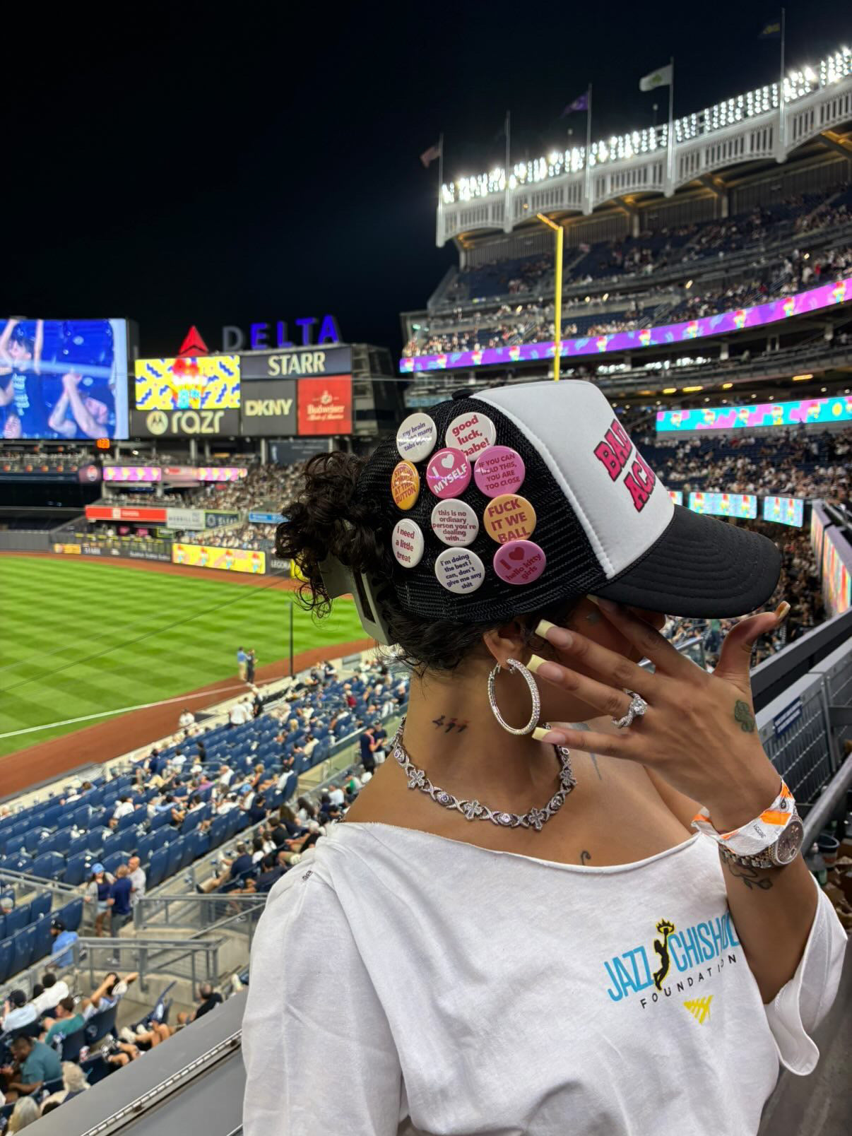 BAD BITCH ACADEMY BUTTON PIN TRUCKER